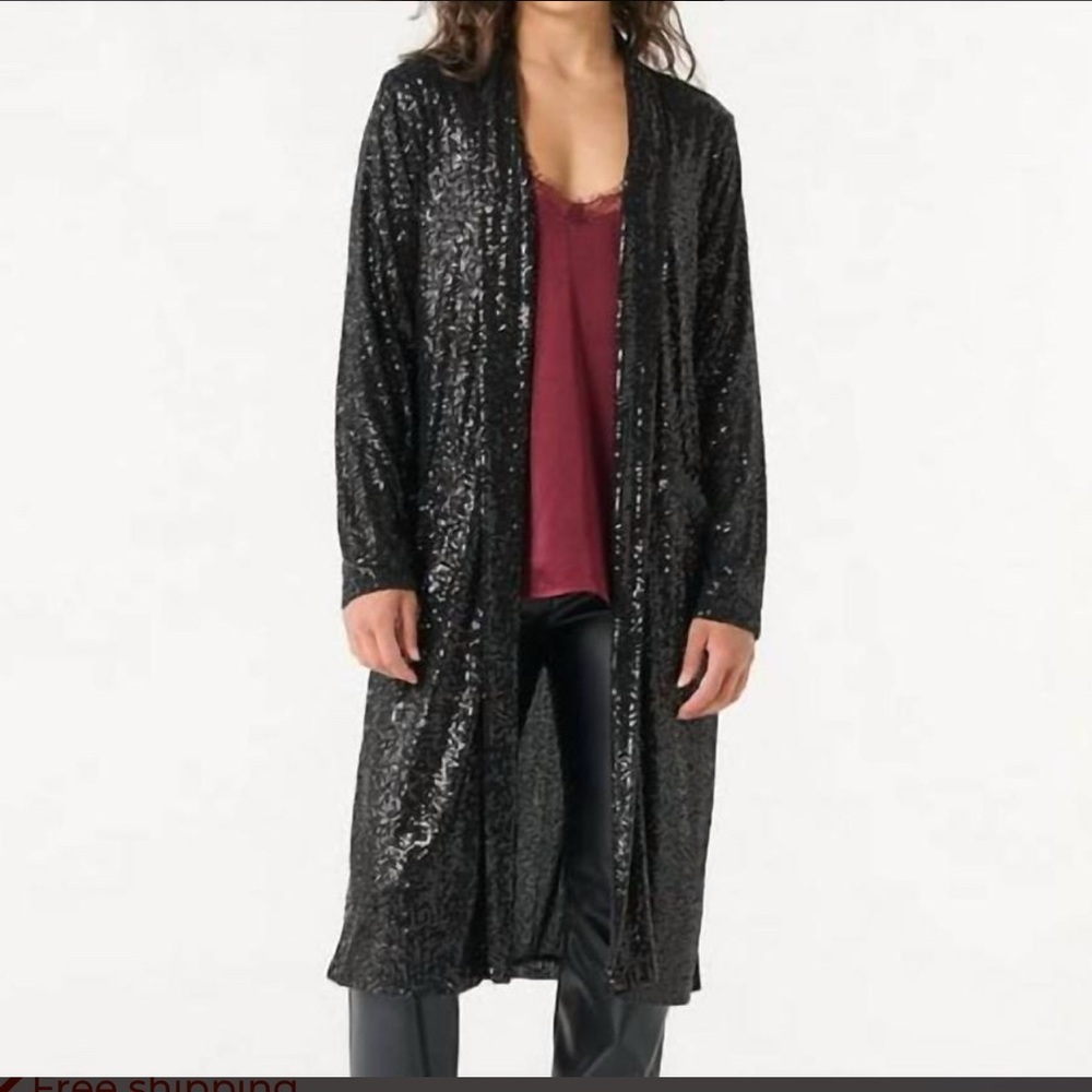 Suzy Shier Black Sequin Robe
